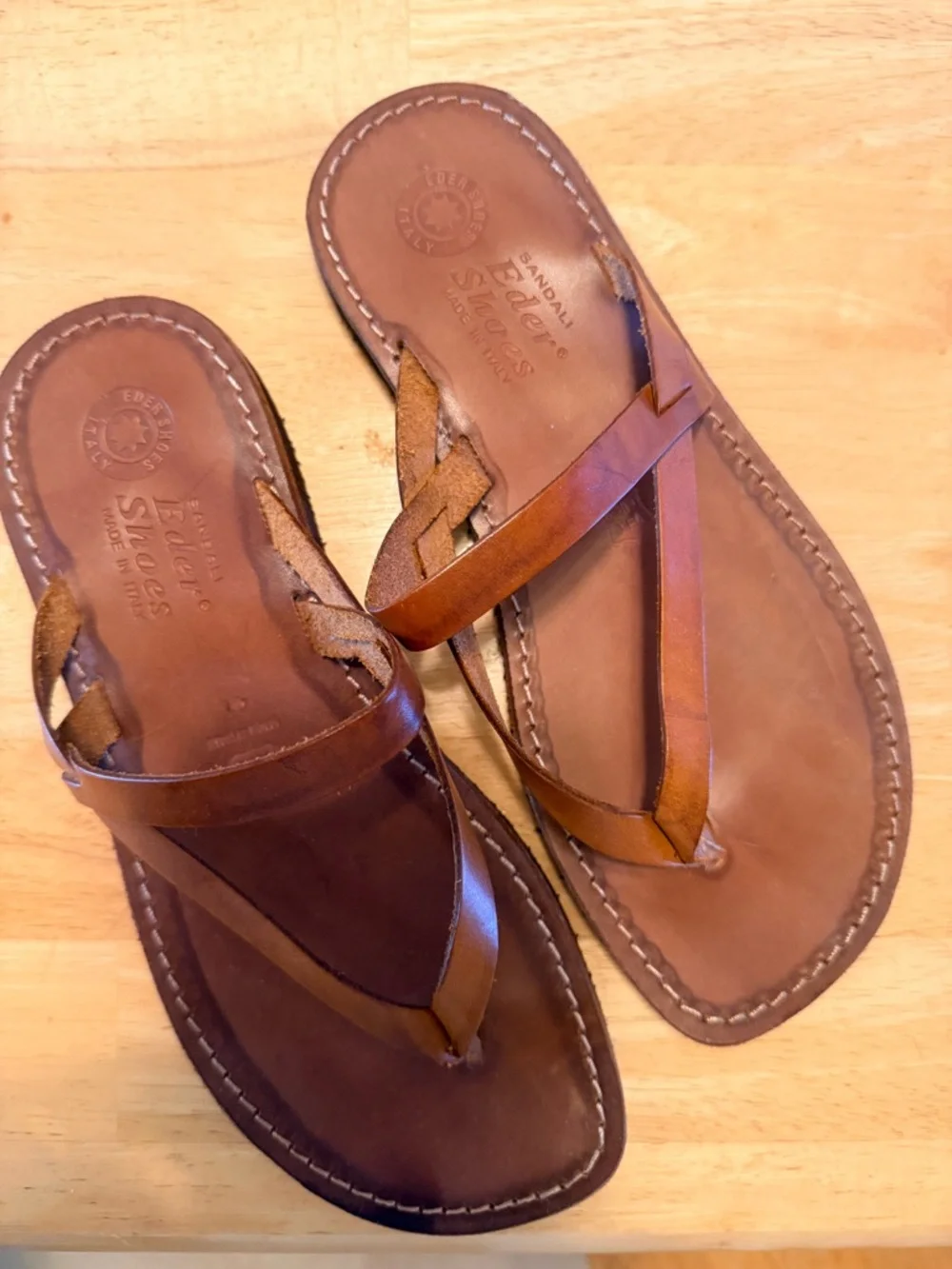 Handcrafted Brown Leather Men's Sandals - Made in Italy - Picture 1 of 4